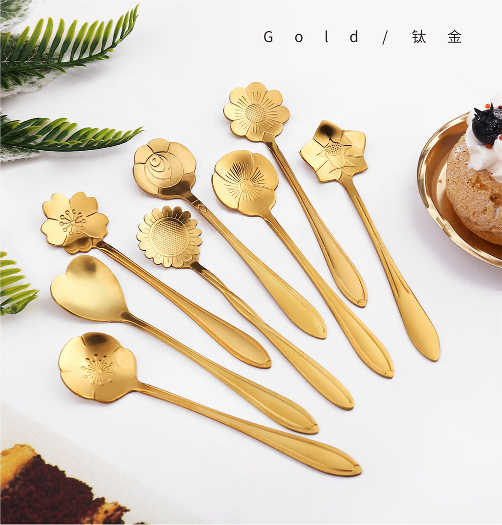 8pcs Flower Coffee Spoons Set