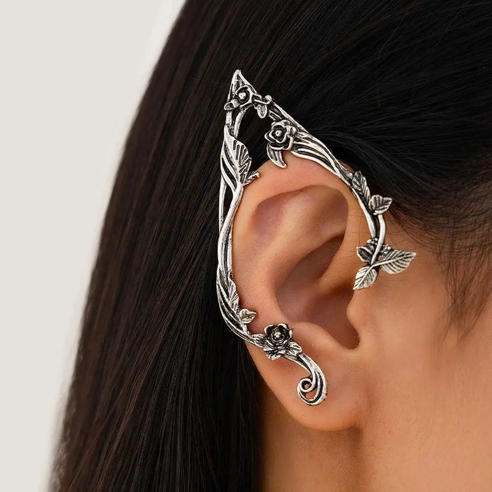 Elf-Shaped Flower Ear Clips