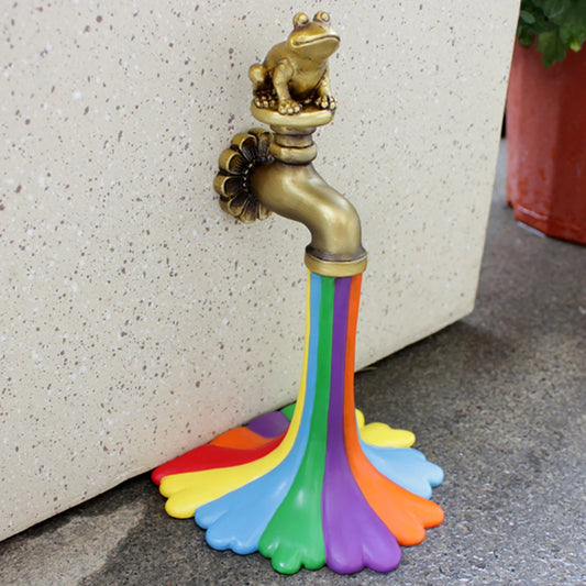 Flowing Rainbow Statue with Frog