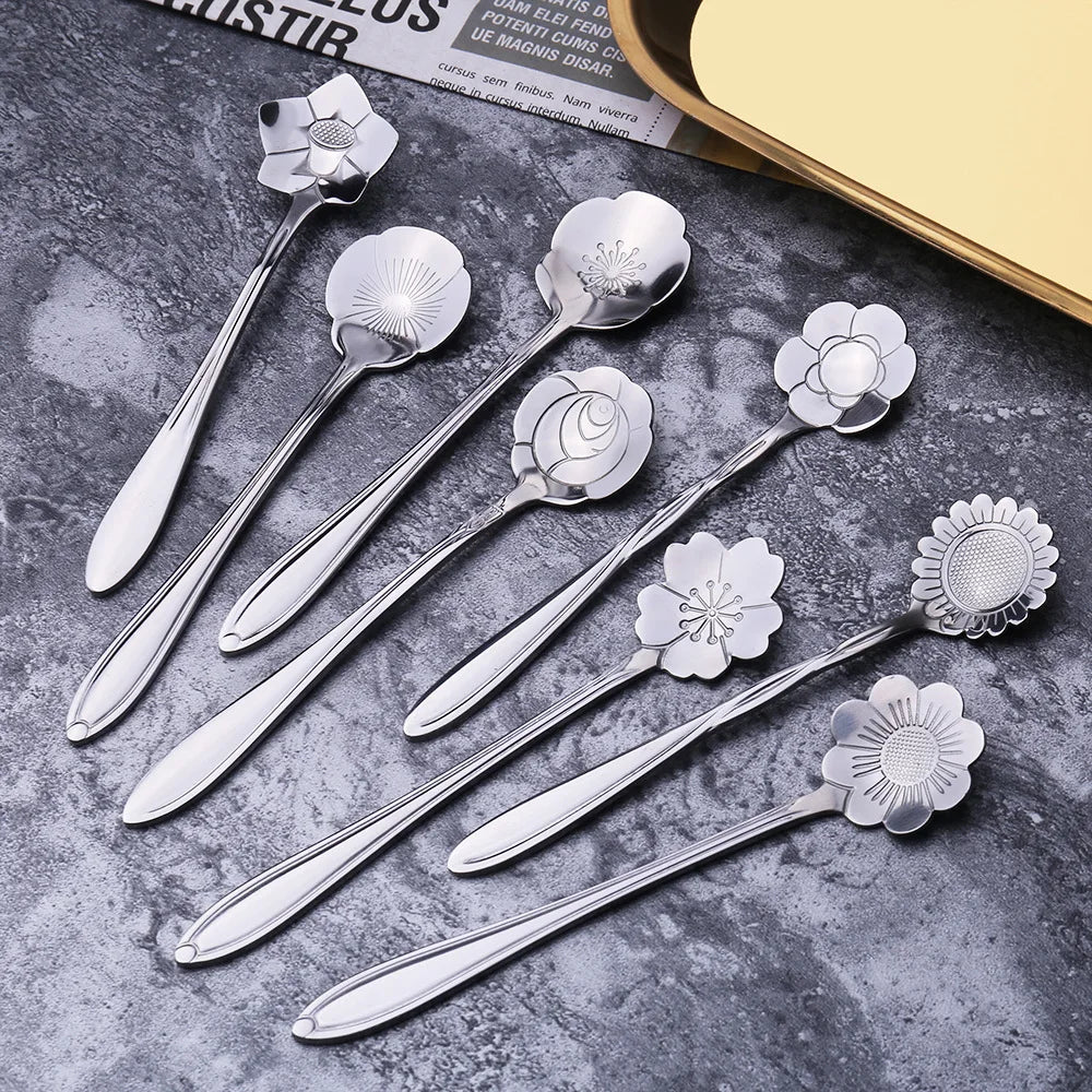 8pcs Flower Coffee Spoons Set