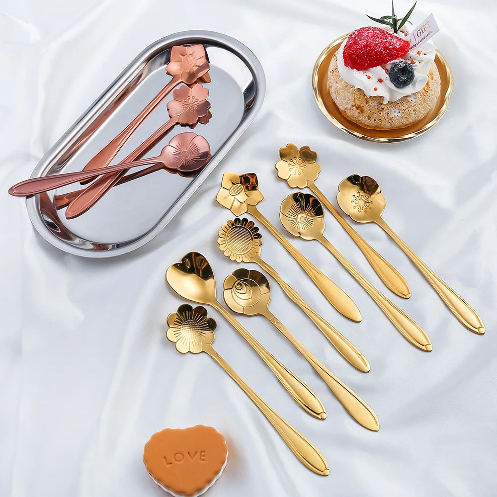 8pcs Flower Coffee Spoons Set