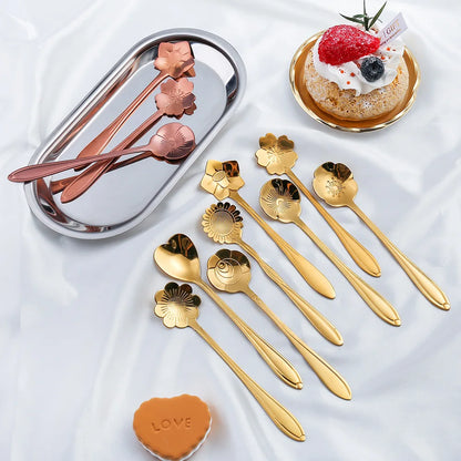 8pcs Flower Coffee Spoons Set